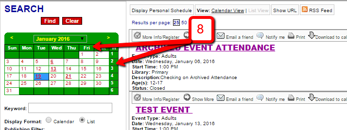 Tiny Calendar in List View